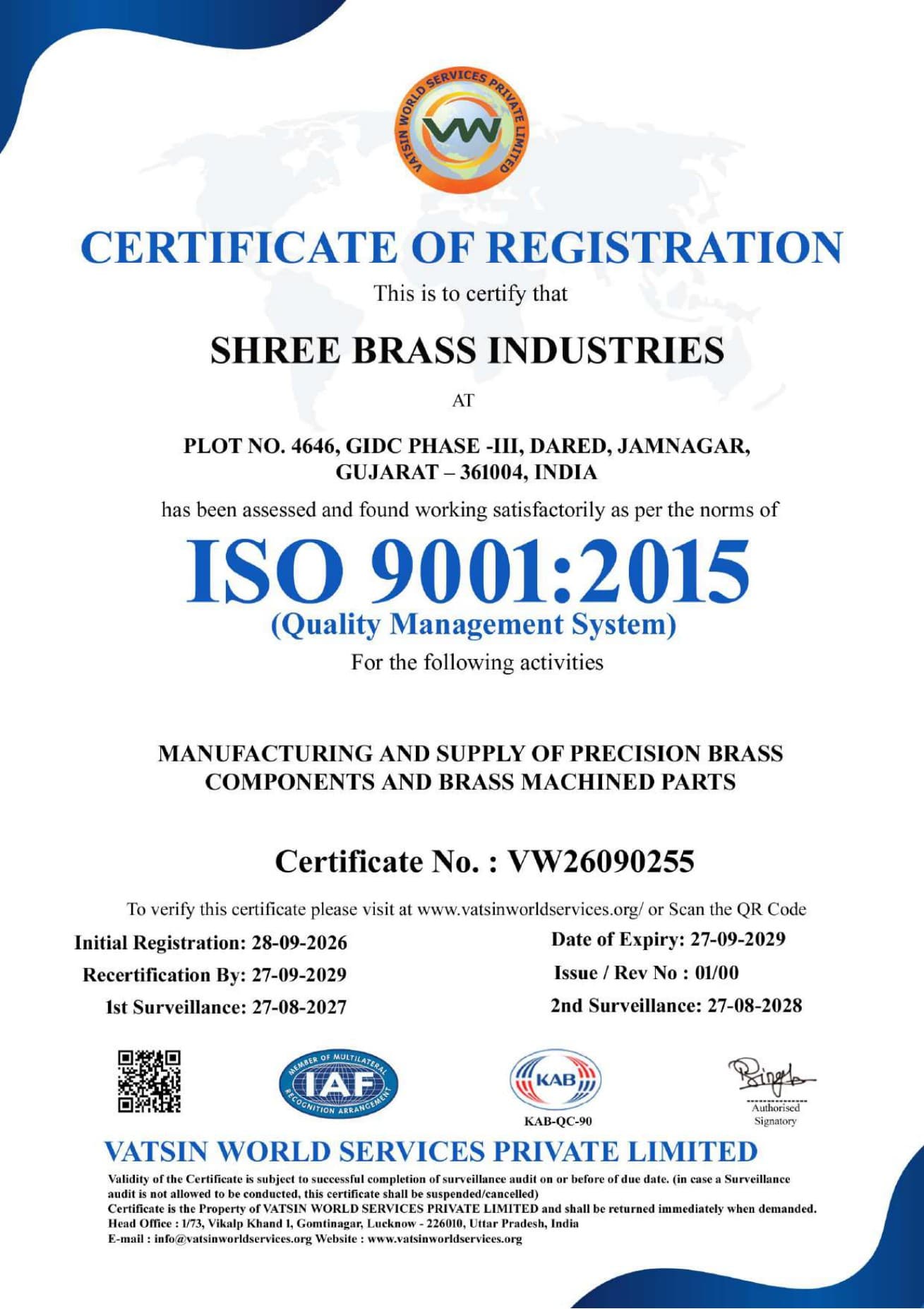ISO 9001:2015 certificate